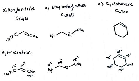 Draw the structures for the following molecules (Show all lone pairs):a) Acrylonitrile, C3H3N ...