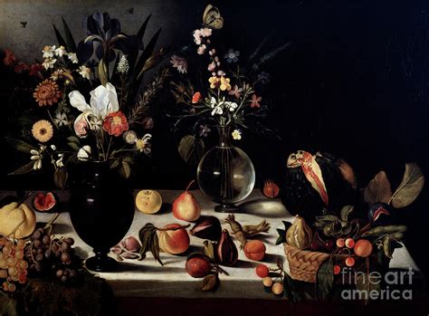 Still Life With Flowers And Fruit, By Master Of The Hartford Still Life Painting by Caravaggio ...