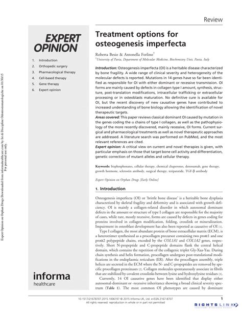 (PDF) Treatment options for osteogenesis imperfecta