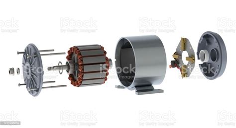 Direct Current Motor 3d Rendering Isolated Stock Photo - Download Image Now - Cross Section ...