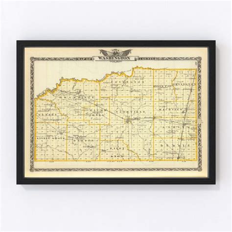 Vintage Map of Washington County, Illinois 1876 by Ted's Vintage Art