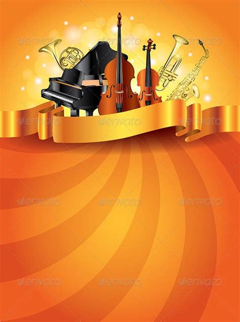 Musical Instruments Golden Vector Background