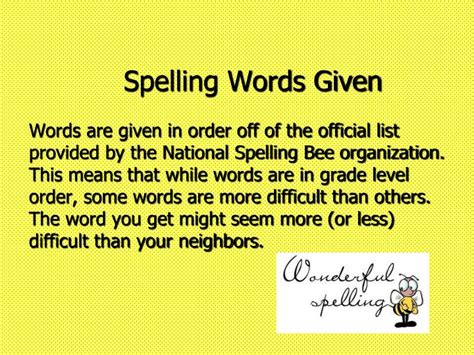 PPT - Spelling Bee Rules PowerPoint Presentation - ID:5244968