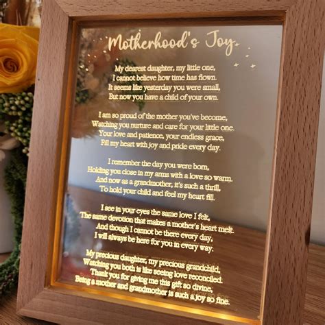 Timber Night Light Frame - Poem - Motherhood's Joy - Mother's Day Gift – The Willow Corner