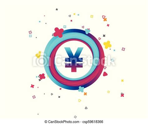 Yen sign icon. jpy symbol. money label. colorful button with icon. geometric elements. vector ...