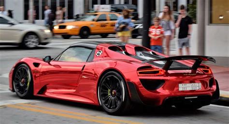 Chrome Red Porsche 918 Spyder Turns Heads On Miami Beach #exoticcarsdubai | Porsche 918, Porsche ...