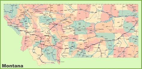 Road map of Montana with cities | Highway map, Map, Montana