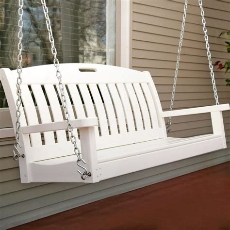 POLYWOOD® Nautical 4 ft. Recycled Plastic Porch Swing - White - Walmart.com - Walmart.com