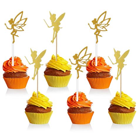 Buy 60 Pieces Gold Glitter Fairy Cupcake Toppers Angel Fairy Cake ...
