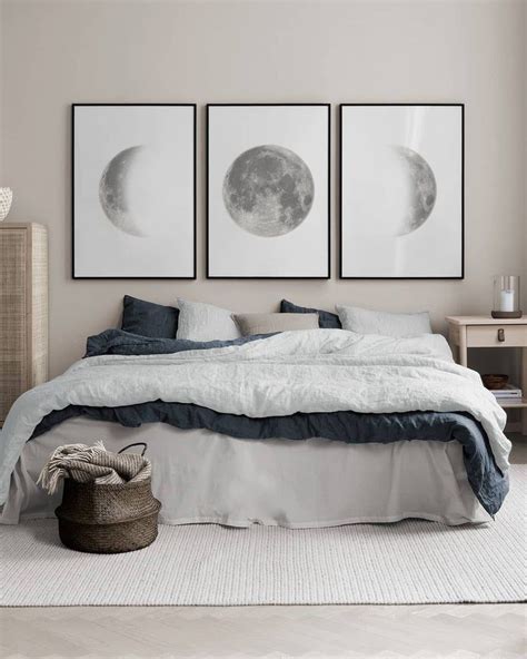 Set of 3 Moon Prints, High Quality Moon Phases Poster, Boho Chic Lunar Phases Wall Art, La Lune ...