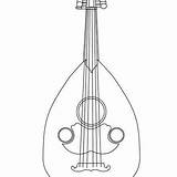Mandolin Line Coloring Musical Guitar Clipart Pages Outline Instruments  sketch template