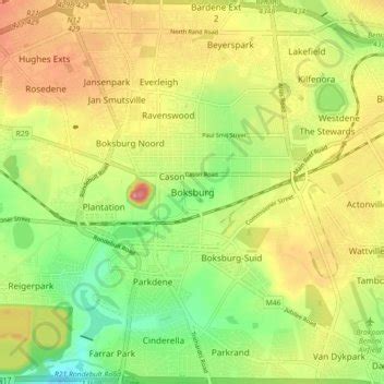 Boksburg topographic map, elevation, terrain