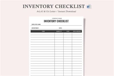 Inventory Checklist Graphic by watercolortheme · Creative Fabrica