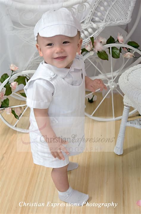 Boys Two Piece Cotton Christening Romper - Christening Gowns