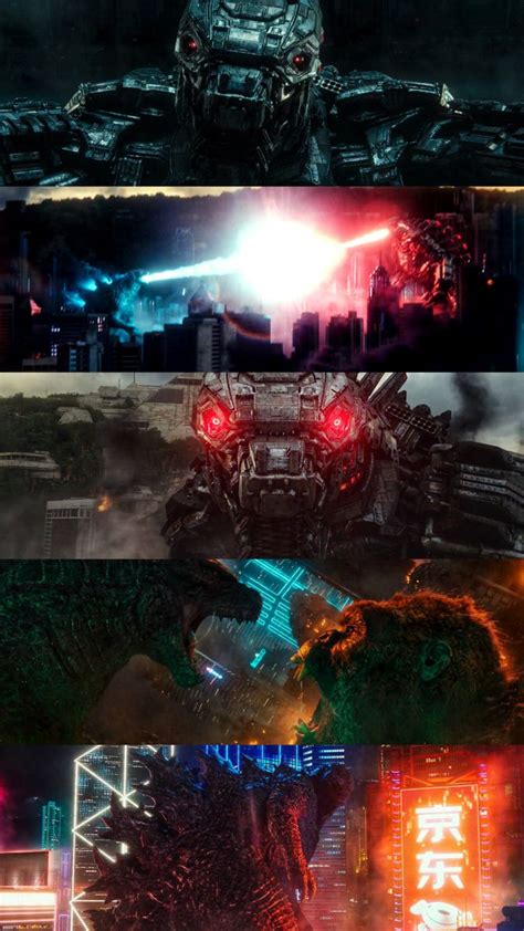 the movie poster for godzilla is shown in four different colors and font, including neon lights