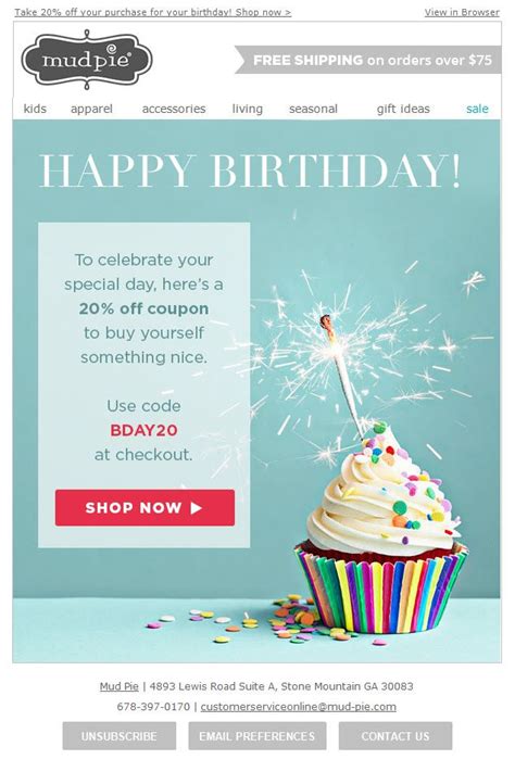 Happy Birthday Email Marketing Design Template Examples