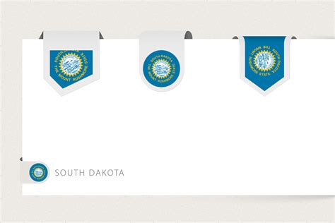 Label flag collection of US state South Dakota in different shape ...