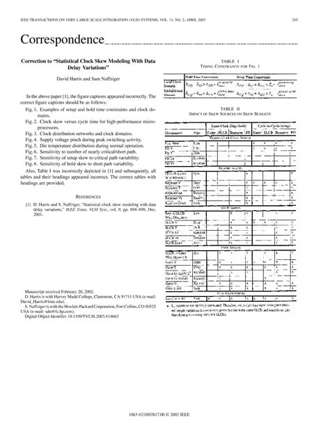 Correction to "Statistical clock skew modeling with data delay variations" | IEEE Journals ...