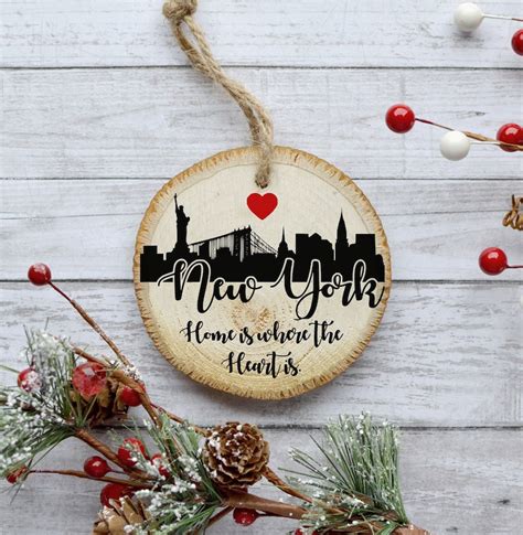 New York Christmas Ornament State Ornament Natural Pine Wood - Etsy