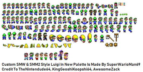 SMW SMM2 Style Luigi in New Palette Sprtie Sheet by SuperToadsworth10 ...