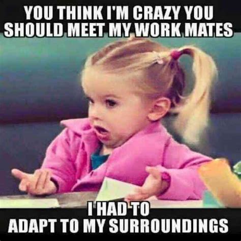 "You think I'm crazy you should meet my work mates. I had to adapt to ...