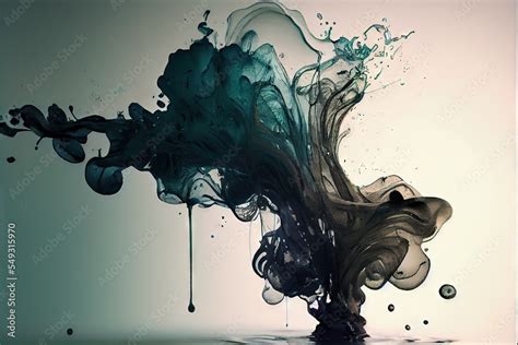 Computer-generated image of ink in water. Liquid splashing effect with ...