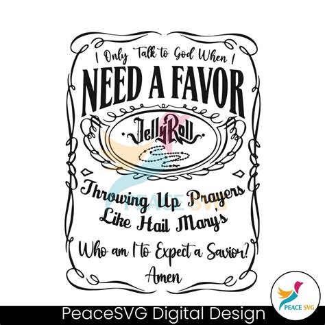 Jelly Roll I Need A Favor Country Music SVG Digital Cricut File » PeaceSVG