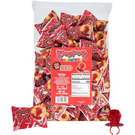 Buy Ring Pop Colorfest Red Cherry Bulk Halloween Candy - 30 Ct Individually Wrapped Lollipops ...