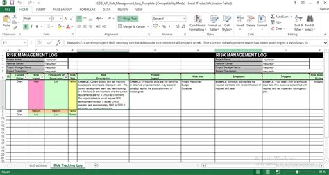 Risk Management Log Excel Template Free - ENGINEERING MANAGEMENT