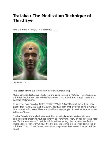 The Meditation Technique of Third Eye | PDF | Chakra | Kundalini