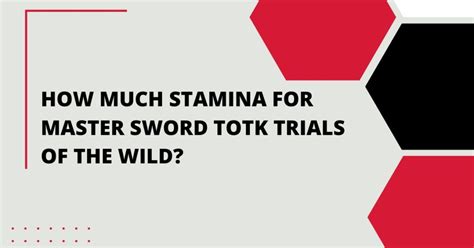 How Much Stamina for Master Sword TOTK Trials of the Wild?