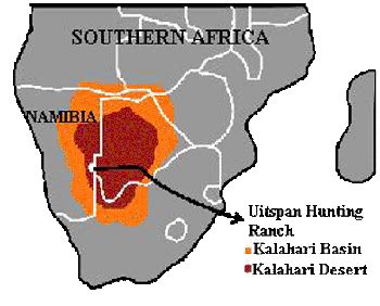 Africa Kalahari Desert Map