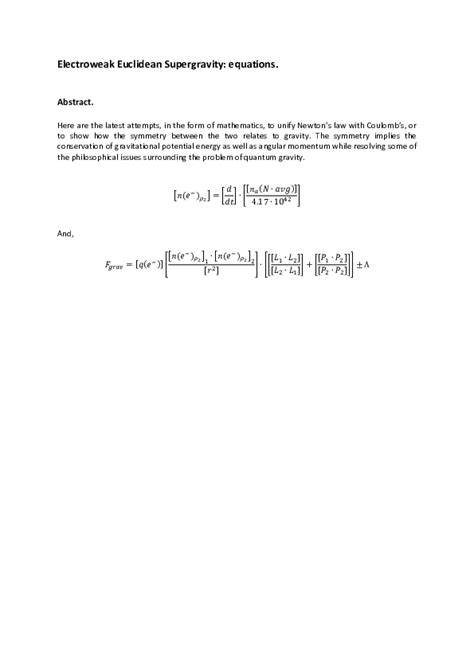 (DOC) Electroweak Euclidean Supergravity: equations | Sam Cottle - Academia.edu