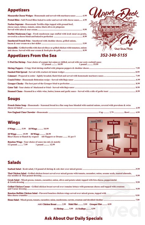 Upper Deck menus in Spring Hill, Florida, United States