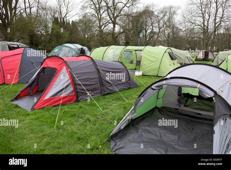 tents erected in field at camping exhibition in Derbyshire England Stock Photo - Alamy