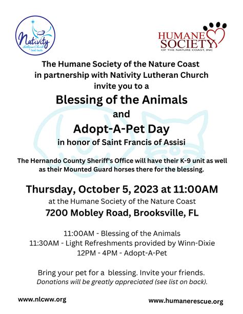 Blessing of the Animals & Adopt-A-Pet Day - Humane Society of the ...