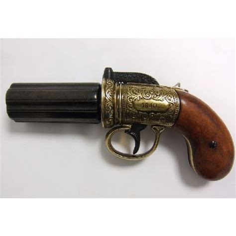 Pepperbox Revolver Percussion Action Six Barrel Gunblack - Relics Replica Weapons