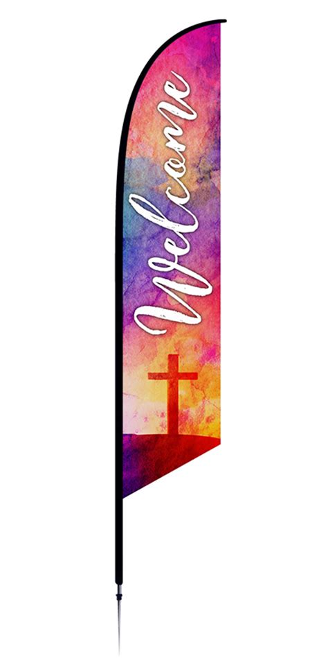 Welcome - Feather Flag - Easter Watercolor - ChurchBanners.com