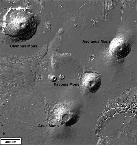 ESA - Tharsis Montes trio and Olympus Mons