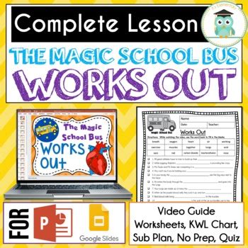 Magic School Bus WORKS OUT Video Guide, Sub Plan, Worksheets, CIRCULATORY SYSTEM