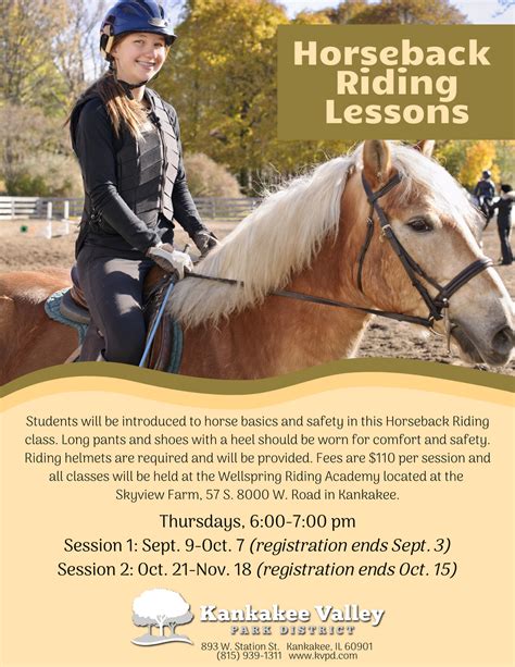 Horseback Riding Lessons - Oct 21, 2021 | Kankakee Valley Park District ...