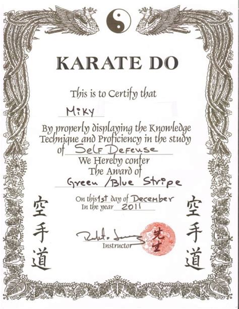 Martial Arts Certificate Template | EmetOnlineBlog | Art certificate ...