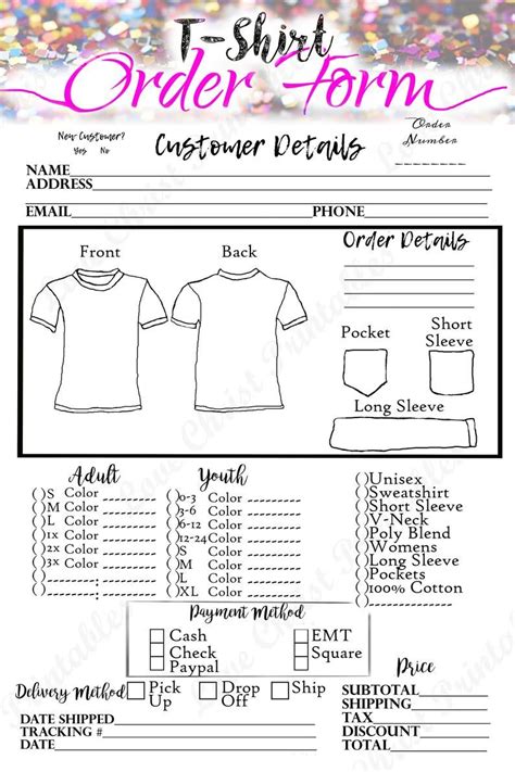 Small business launch planner shirt order form T shirt order | Etsy | Cricut projects vinyl ...