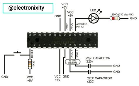 This is the basic configuration of ATmega328p to be used on Breadboard ...