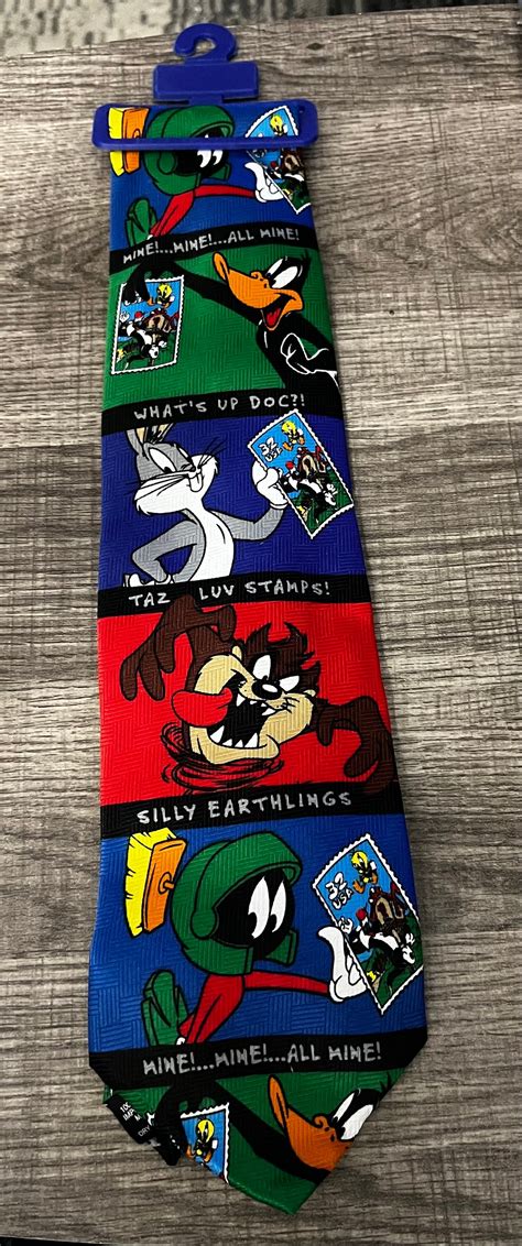 Vintage Looney Tunes Postage Stamps Collection Necktie Neck Tie New W Tags Bugs Bunny Daffy Duck ...