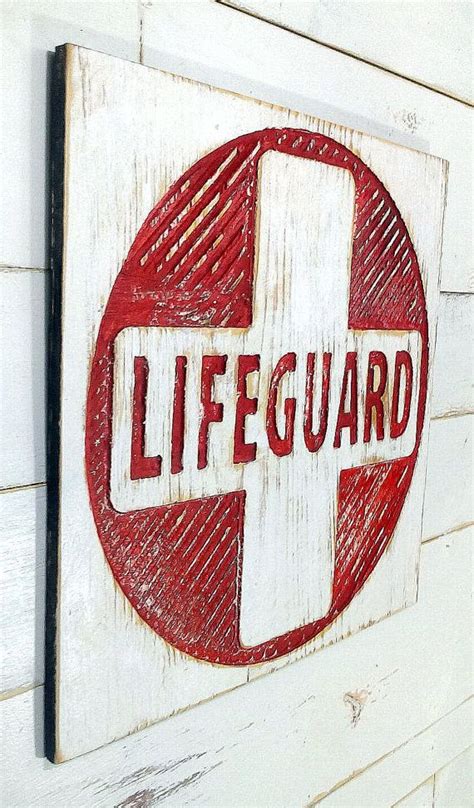 Lifeguard Sign 20 Square Sign Carved in 5/8 - Etsy | Lifeguard, North carolina artists, Pool signs