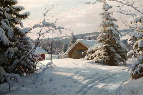 MonstedSunlit winter landscape 2 Painting by Peder Mork Monsted - Fine ...