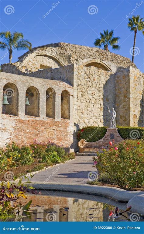 Mission San Juan Capistrano Statue and Bells Stock Photo - Image of ...