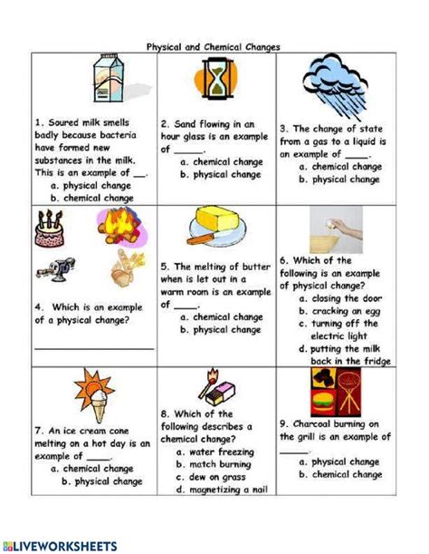 Physical and Chemical Changes Worksheet