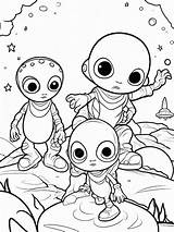 Premium Photo  Coloring Page Line Art aliens hiding sketch template
